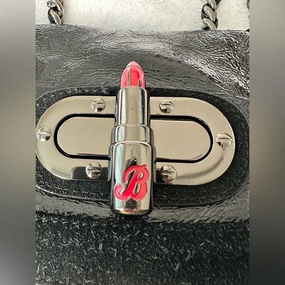 Betsey Johnson Lipstick Fever Black Leather & Suede Shoulder/Crossbody Bag - Picture 6 of 11